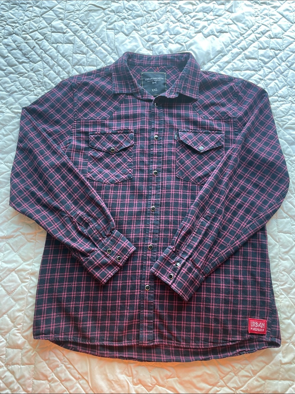 urban pipeline Black & Maroon Plaid Button-Down Shirt